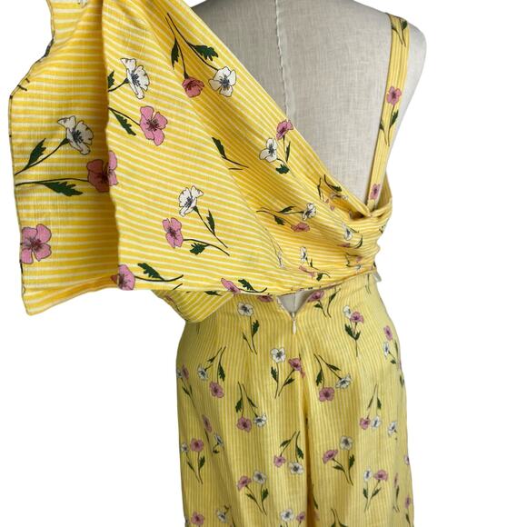 Finders Keepers Limoncello Floral Wide Leg Jumpsuit Women 4 Yellow‎ Cottagecore - Picture 8 of 11